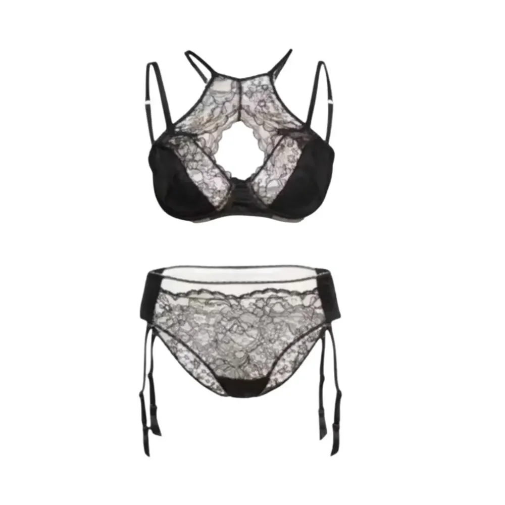 Else Women's 36A Black Yasmin Harness Racerback Underwire Satin Lace Bra